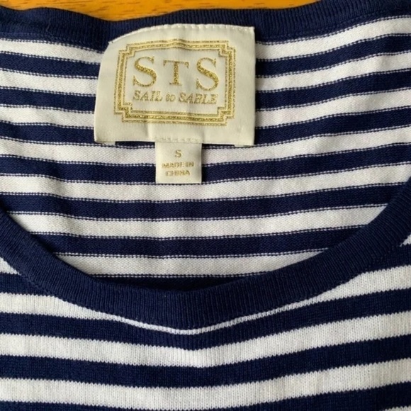 Sail To Sable Bell Sleeve Sailor Midi Dress Knit Pullover Boho Chic Navy, Size S - Picture 3 of 6